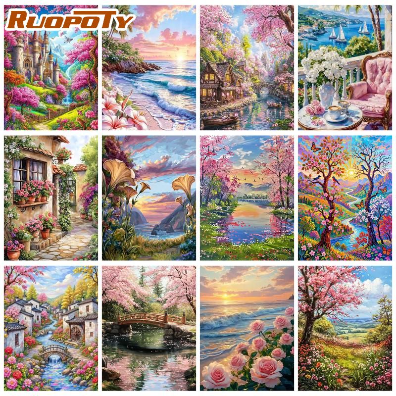 Art Craft Easy Ideas - RUOPOTY Sonnenuntergang am Strand Malen nach