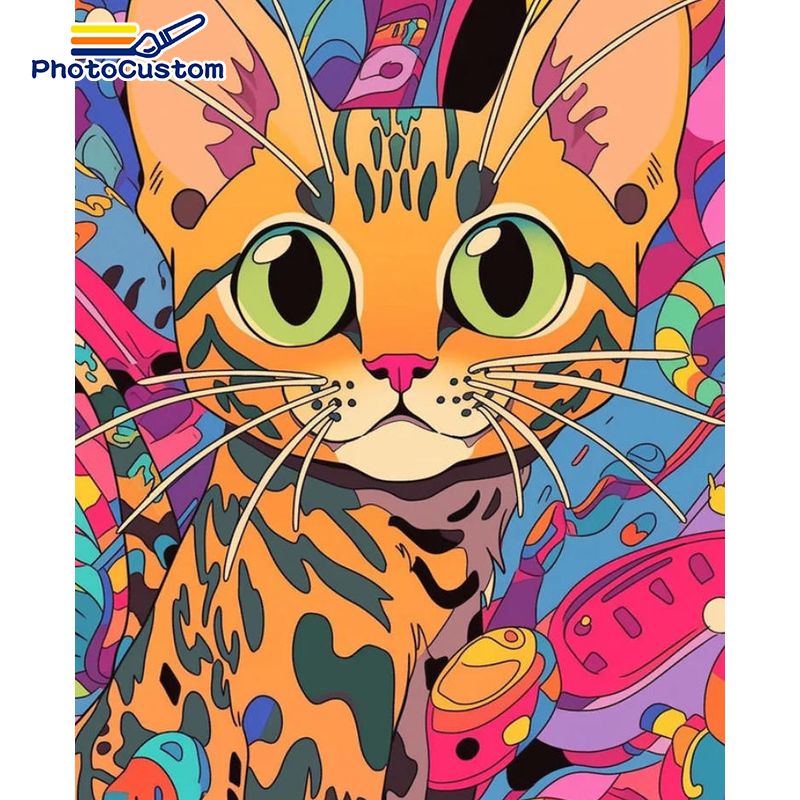 Art Craft Easy Ideas - PhotoCustom Ingwer-Katze Malen nach Zahlen Heimdekoration