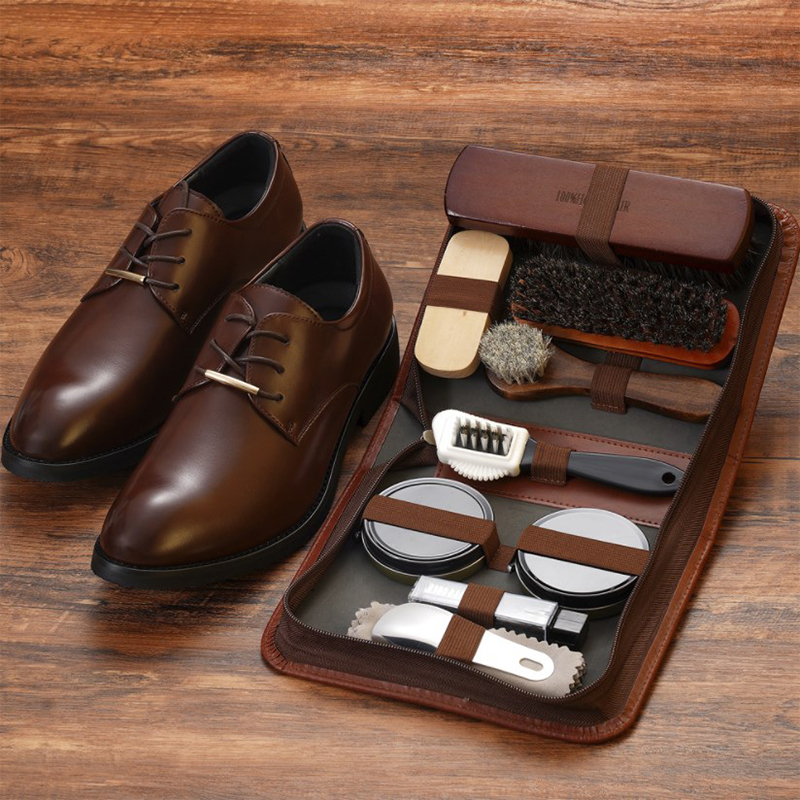 Leather Tooling Kit - Pferdehaar-Schuhbürsten-Set, Lederpflege, Reinigung, Polierwerkzeuge, Reiniger, Schuhlöffel,