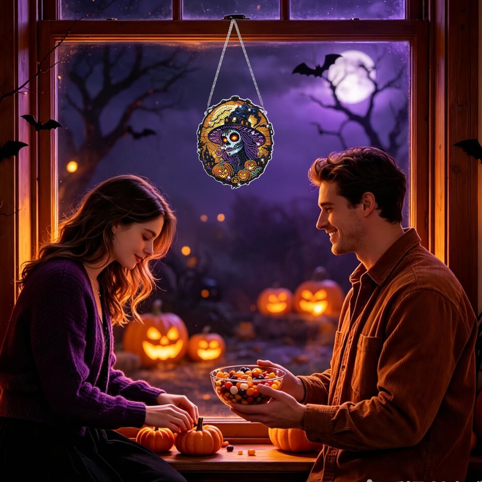 Art Craft Halloween - Strass-Malset Halloween-Hexe Kristall-Kunsthandwerk Gotischer Sonnenfänger Edelstein-Kunsthandwerk